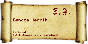 Bancza Henrik névjegykártya